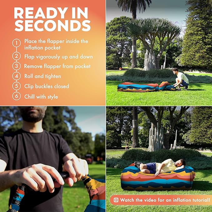 Chillbo Inflatable Couch – Cool Inflatable Chair. Upgrade Your Camping Accessories. Easy Setup is Perfect for Hiking Gear, Beach Chair and Music Festivals.