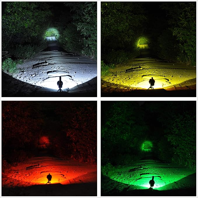 BIGSUN Rechargeable Spotlight, High Lumens 1000,000 LED Flashlight with Three Filter Lens, Built-in 10000mAh Battery Pack, Outdoor Handheld spot Light,for Farm,Hunting,Observe Animals