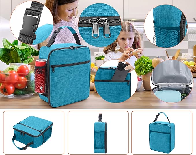 Lunch Box for Men - Reusable Lunch Bag Men Adult Women- Insulated Small LunchBox (Azure)