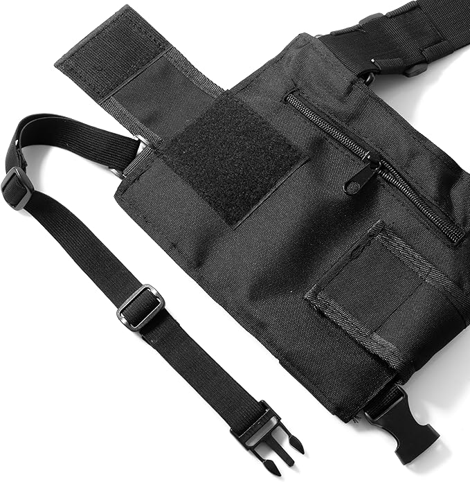 Radio Chest Harness - Over Shoulder Tactical Front Pack Rig Holster Vest w/Strap Belt Bag Pouch Case for Walkie Talkie/ 2-Way Radios, Men Women Accessories Gear Holder Utility Rescue Search