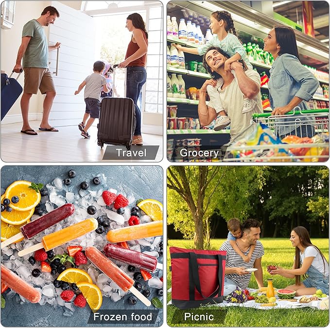 BeeGreen Insulated Cooler Bag Leakproof Freezer Shopping Tote for Groceries Thermal Food Delivery Bag
