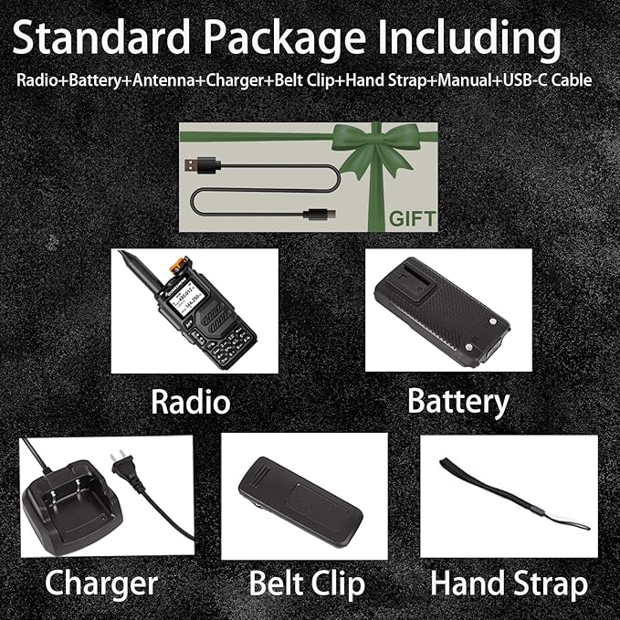 Quansheng UV-K5 Radio USB-C Charging Dual Band Two Way Radio Long Range for Adult 5W Long Range Handheld Radio NOAA Scrambler/DTMF One Key Copy Frequency