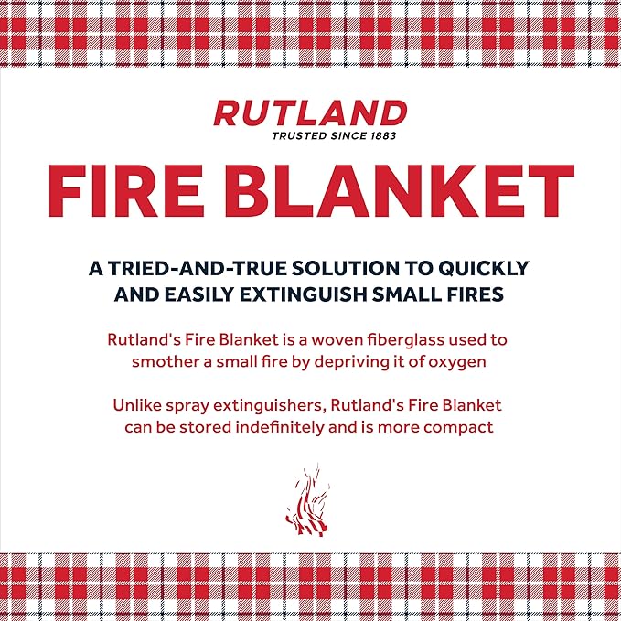 Rutland Fire Blanket for Home and Kitchen Emergency - 2 Pack, 40" x 40" - Fiberglass Fire Suppression Blanket Safety for Grilling, Camping and Boats (2)