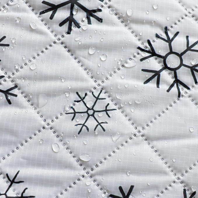 Mellowdy Companion Outdoor Printing Blanket - Waterproof, Wind-resistant, Warm, Utility Blanket for Camping, Picnic, Stadium, Beach, Gameday, Travel, Foldable with Carrying Bag (Snowflakes,55x80 inch)