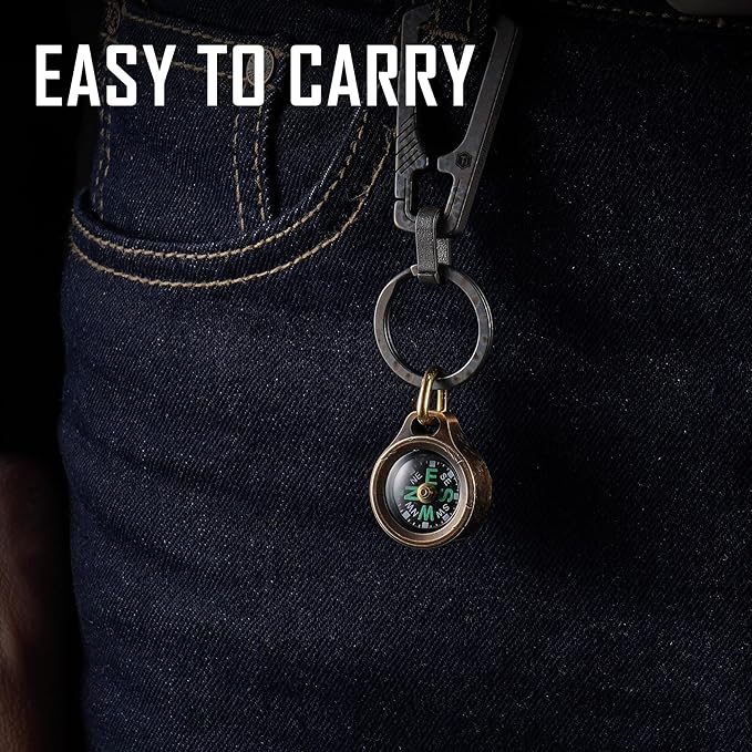 MecArmy CMP/CMP2 Mini Compass- Meaningful Graduation Birthday Gifts for Men Women, EDC Titanium/Brass/Copper Pocket Compass for Hiking SurvivaI, IPX5 Waterproof, Glow in The Dark, Necklace Pendant