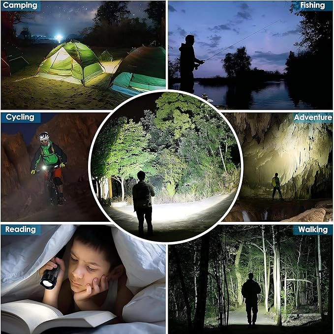 Rechargeable Flashlights High Lumens LED,Home Outdoor Emergency Powerful Flash Light Power Super Bright Torch Camping Hiking
