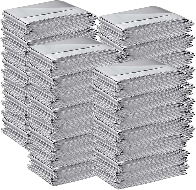Kanayu 100 Pack Sauna Wrap Foil Blanket 64 x84 Sauna Blanket Bulk Disposable Thermal Blanket Foil Wrap Use with Far Infrared Sauna Blanket Therapy