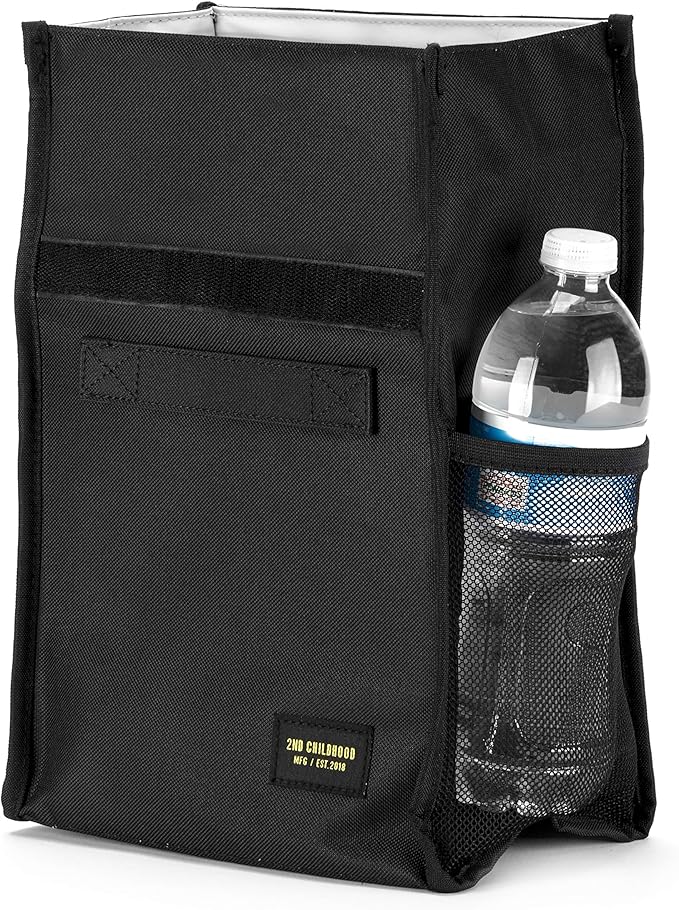 Insulated Lunch Bag for Men and Women - Rolltop Lunch Box with 2 Side Mesh Pockets and 1 Exteral Slip Pocket (Black)