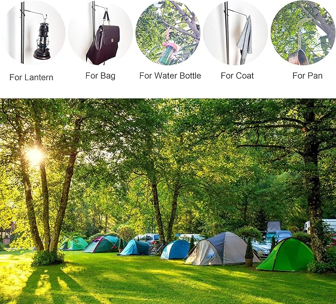 Camping Lantern Hook Hanger Tent Light Outdoor Lamp Hanger Small Non-Slip for Camping Hiking - 2pcs