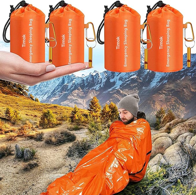 Emergency Sleeping Bags Thermal-Emergency-Blankets Ultralight Space Blankets Survival Waterproof Bivy Sack Multi-Purpose Survival Gear for Hiking, Camping, First Aid Kits, Outdoor Survival Gear
