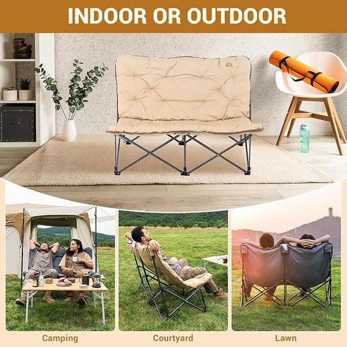 KingCamp Butterfly Chair, Oversized Thick Padded Comfy Camping Chairs Portable Folding Chair 400lbs Heavy Duty Seat with High Backrest & Carry Bag for Outdoor Indoor Patio Lawn Home Living Bed Room
