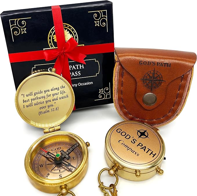 God's Path Compass – Communion & Confirmation Gift for Teenage Boys | Baptism Religious Gifts for Men, Christian, Catholic, Graduation | Sentimental & Inspirational Present – Greeting Card Included