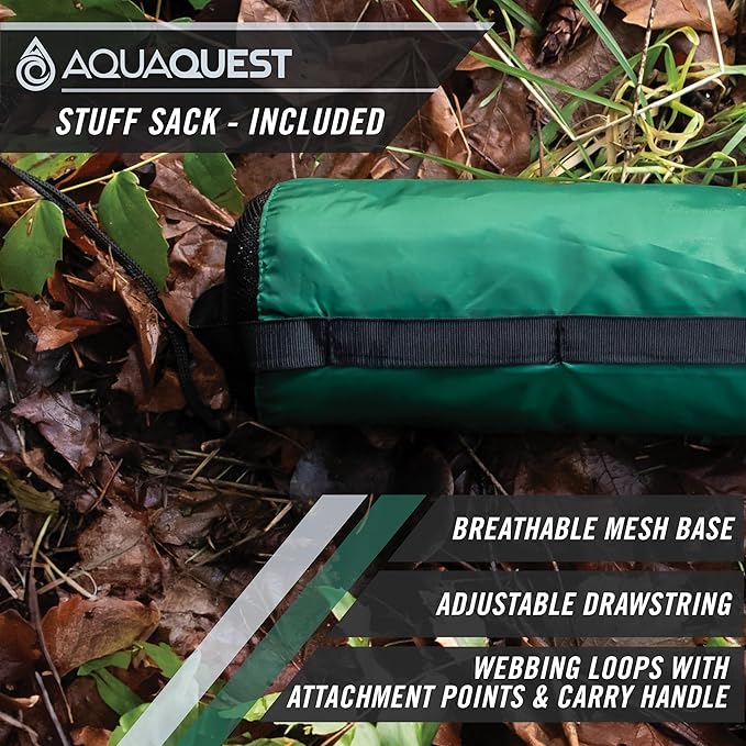 AquaQuest Defender Camping Tarp - Heavy Duty Tent Shelter or Rain Fly - Waterproof Camping Essentials for Hiking, Bushcraft & Hammock, 20 x 13 ft, Forester Green