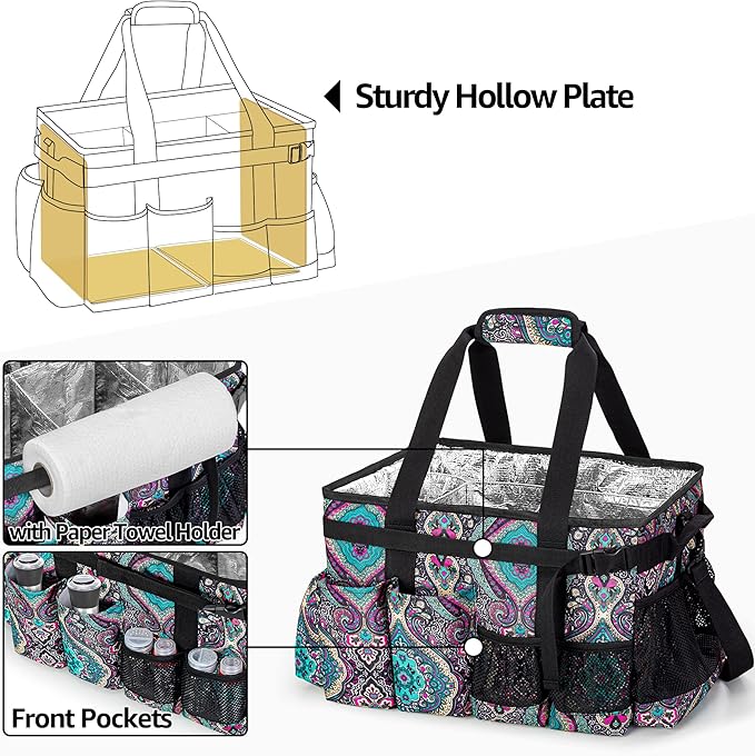 Large Grill Utensil Caddy with Paper Towel Holder, Outdoor Picnic Bag Organizer for BBQ Supplies Tool, Tailgating Accessory Basket Camping Gear Must Haves for Cook Essentials, Totem, Bag Only