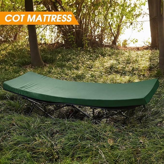 CYMULA Camping Cot Mattress 2in Memory Foam Sleeping Pad,Soft Warm Non-Slip Camping Mattress Topper with Retaining for Adults,Portable Roll up Mattress Pad for Travel (75 x30)(only Mattress)