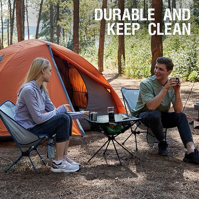 PORTAL Folding Camping Table, Ultralight Compact Aluminum Mesh Table with Carrying Bag, Small Beach Table Foldable Portable for Sand, Outdoor, Picnic, Camp, Boat, Travel, Black