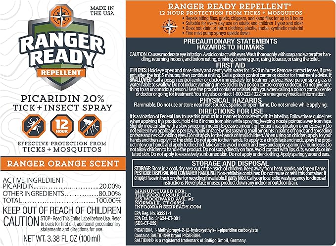 Ranger Ready Repellents Picaridin Insect Repellent in Assorted Scents - 20% Picaridin Tick Spray and Mosquito Repellent - Travel Size Bug Spray, Assorted Scents, 3.4 Oz (Pack of 3)