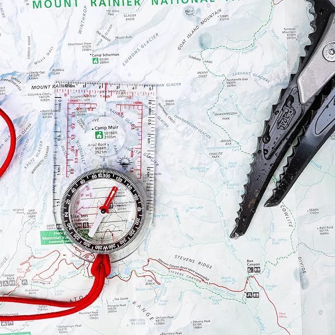 Sun Company ProMap Compass - Ultra Lightweight Baseplate Map Compass with Declination Scale - Accurate Orienteering Base Plate Compass for Hiking, Backpacking, Camping, and Survival Navigation