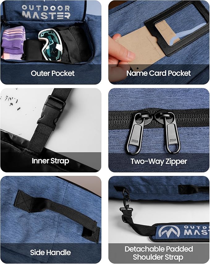 OutdoorMaster Snowboard Bag - 900D Water Resistant Snowboard Travel Bag with Shoulder Strap, Foldable Storage Design