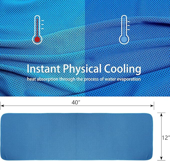 Cooling Towel 4 Packs (40"x 12"), Ice Towel Soft Breathable Chilly Towel for Gym, Workout, Running, Yoga, & More Activities