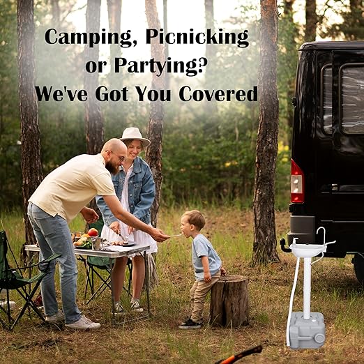 Portable Sink Outdoor Camping Sink Battery Operated Electric Hand Washing Station | 5 Gallon Tank with Towel Holder & Soap Dispenser