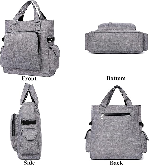 VOLGANIK ROCK Canvas Tote Bag Waterproof Nylon Multi Pocket Shoulder Bags Laptop Work Bag Teacher Purse Handbag for Women Men