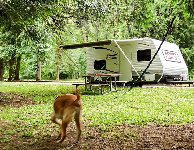 Tumbo 75 ft Travel Trolley (Anti-Shock on The go Dog Trolley Containment System) with Our Kevlar Rope for Easy Set up