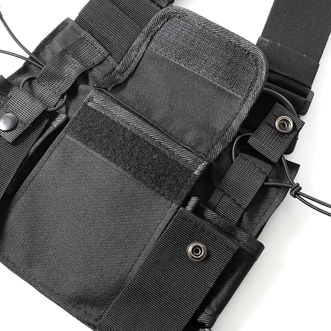 Radio Chest Harness - Over Shoulder Tactical Front Pack Rig Holster Vest w/Strap Belt Bag Pouch Case for Walkie Talkie/ 2-Way Radios, Men Women Accessories Gear Holder Utility Rescue Search