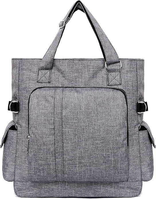 VOLGANIK ROCK Canvas Tote Bag Waterproof Nylon Multi Pocket Shoulder Bags Laptop Work Bag Teacher Purse Handbag for Women Men