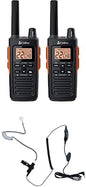 Cobra RX680 Waterproof Walkie Talkies for Adults & Compatible Cobra GA-SV01 2P Surveillance Headset Microphone: Rechargeable, 60 Preset Channels, 38-Mile Range, Two-Way Radio Set, 2-Pack, Black/Orange