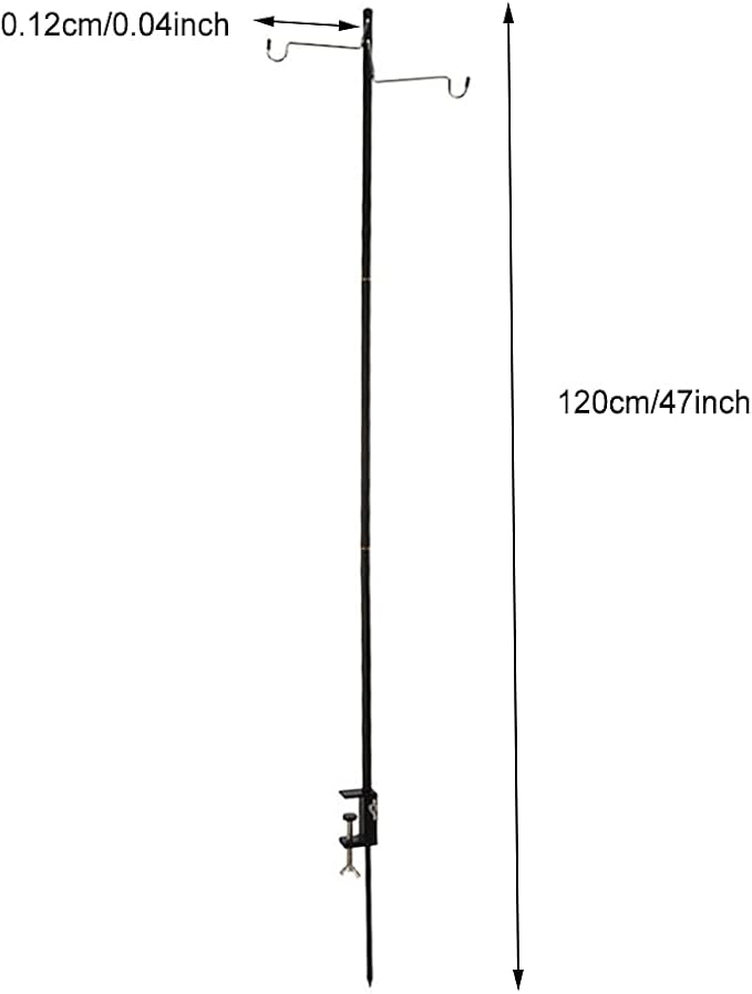 Camping Lantern Stand, Aluminum Alloy Camping Foldable Lamp Hanger with Storage Bag, Folding Lamp Pole for Outdoor Camping Fishing Picnic(Black)