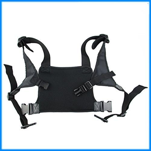 Universal radio harness chest Rig Bag Pocket Pack Holster Vest for Two Way Radio (Rescue Essentials) (Leather Black)