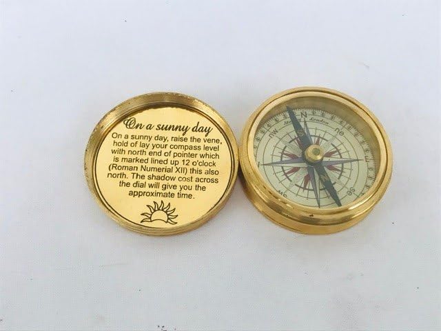Smizzy Navigational Maritime Vintage Nautical Brass Compasses Fully Functional Titanic/Robert Frost Poem Compass/Sundial for Gift and Home Décor