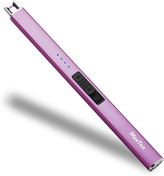 MeeToo Electric Candle Lighter Rechargeable Lighter Type-C Plasma Arc Lighters for Candle Camping Kitchen (Purple)
