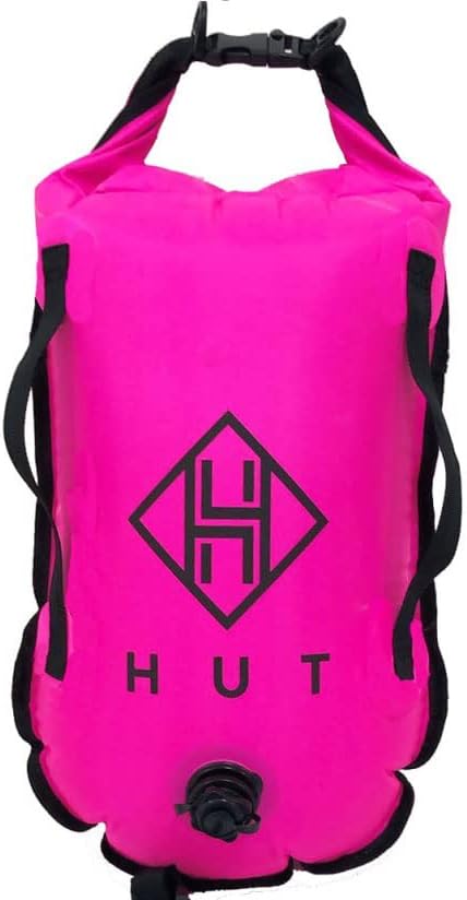 HUT Swim Buoy Dry Bag - UK's Favorite Tow Float and Watertight Dry Bag for Open Water Swimmers, Triathletes. High Visibility Safety Swim Buoy, Two air Chambers – be seen be Safe.