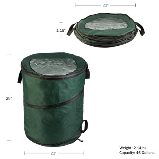 Wakeman Outdoor Trash Can - 46-Gallon Collapsible Garbage Can with 3 Stakes - Pop Up Trash Bin for Camping, Storage, or Yard Waste Outdoors (Green)