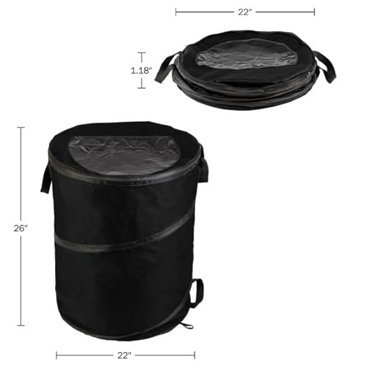 Wakeman Collapsible Trash Can - 46-Gallon Garbage Can Outdoor Bin with 3 Stakes for RV, Camping, Storage, Recycling, or Yard Waste Outdoors (Black)