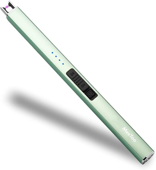 MeeToo Electric Candle Lighter Rechargeable Lighter Type-C Plasma Arc Lighters for Candle Camping Kitchen (Green)