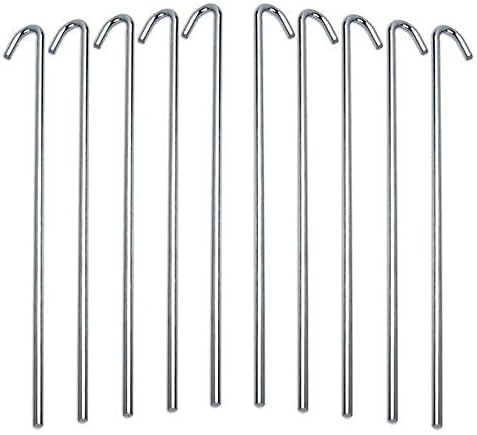 Tent Stakes Heavy Duty Metal, Galvanized Rust-Free Yard Stakes, Garden Edging Fence Hook | Tent Stakes Metal for Outdoor Camping, Tent Garden Stakes for Gardening & Canopies, Tent Pegs - by Ram-Pro