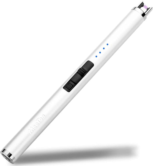 MeeToo Candle Lighter Electric Lighter Rechargeable USB Type-C Lighters for Candle BBQ Camping Fireworks (White)
