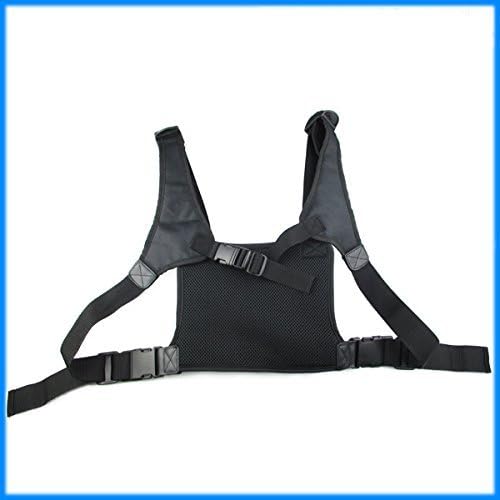 Universal radio harness chest Rig Bag Pocket Pack Holster Vest for Two Way Radio (Rescue Essentials) (Leather Black)