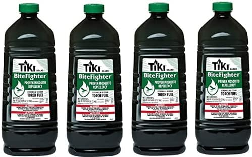 TIKI Brand 4-Pack BiteFighter, Clear, Mosquito Repellent Outdoor, 1219121 Torch Fuel, 100 oz pack of 4