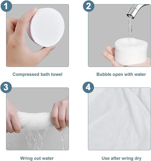 Disposable Compressed Bath Towel 55"x27" 5PCS Pack - Compact Reusable Bath Towel for Hotel Camping Sports Beach Swimming Travel - Lightweight & Absorbent