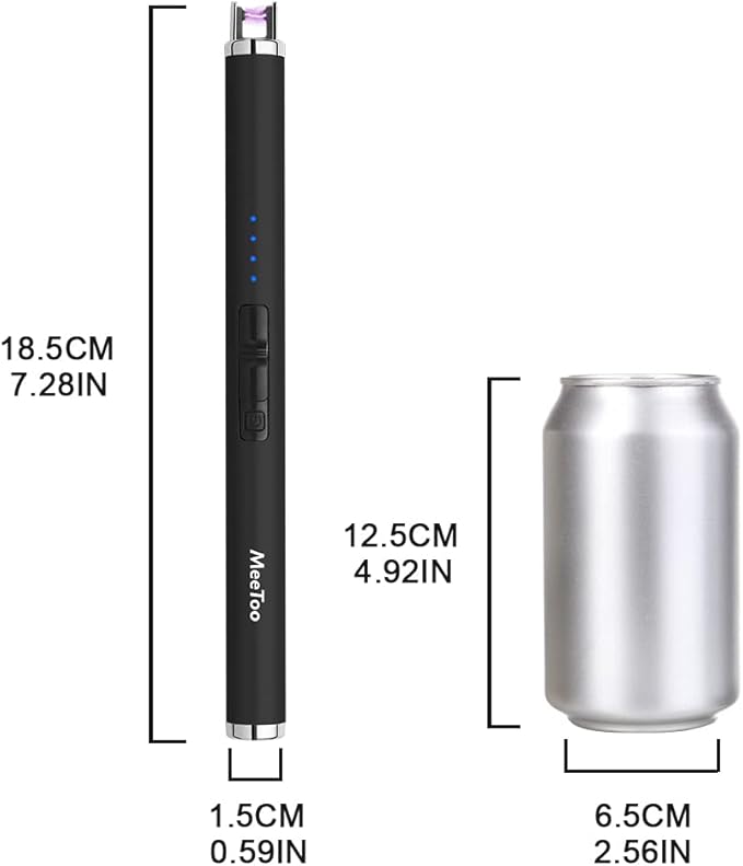 MeeToo Candle Lighter Electric Lighter Rechargeable USB Type-C Lighters for Candle BBQ Camping Fireworks (Black)