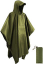 Hooded Rain Poncho Waterproof Raincoat Jacket for Men Women Adults, Military Poncho for Outdoor Activities Camping Fishing