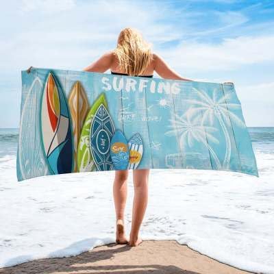 Set of Two Microfiber Beach Camping Surfing Quick Dry Sand Wicking Towels - Camping & Surfing