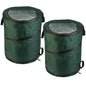 Wakeman Outdoor Trash Can 2-Pack - 46-Gallon Collapsible Garbage Cans - Pop Up Trash Cans for Camping, Storage, or Yard Waste Outdoors (Green)