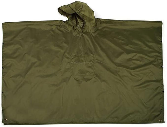 Hooded Rain Poncho Waterproof Raincoat Jacket for Men Women Adults, Military Poncho for Outdoor Activities Camping Fishing