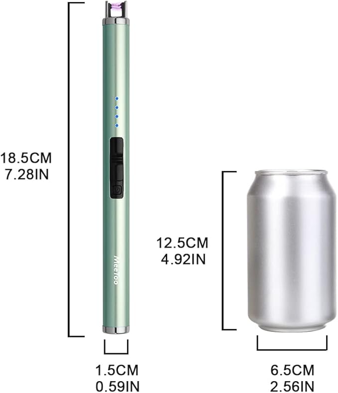 MeeToo Candle Lighter Electric Lighter Rechargeable USB Type-C Lighters for Candle BBQ Camping Fireworks (Green)