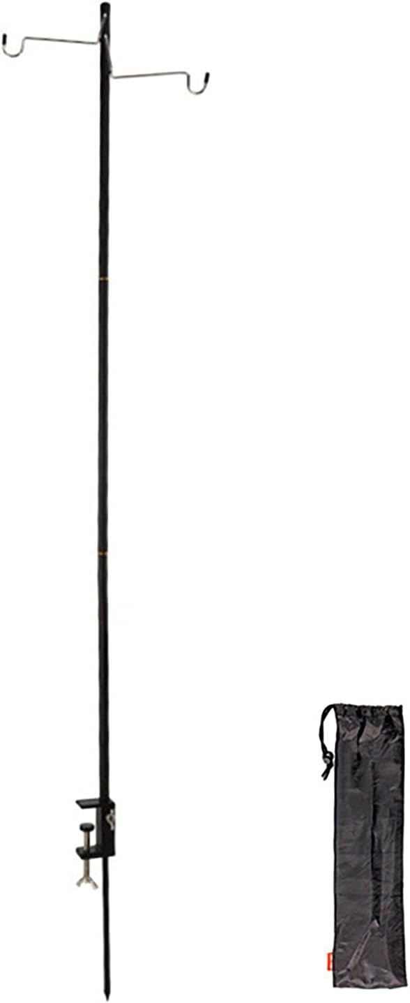 Camping Lantern Stand, Aluminum Alloy Camping Foldable Lamp Hanger with Storage Bag, Folding Lamp Pole for Outdoor Camping Fishing Picnic(Black)